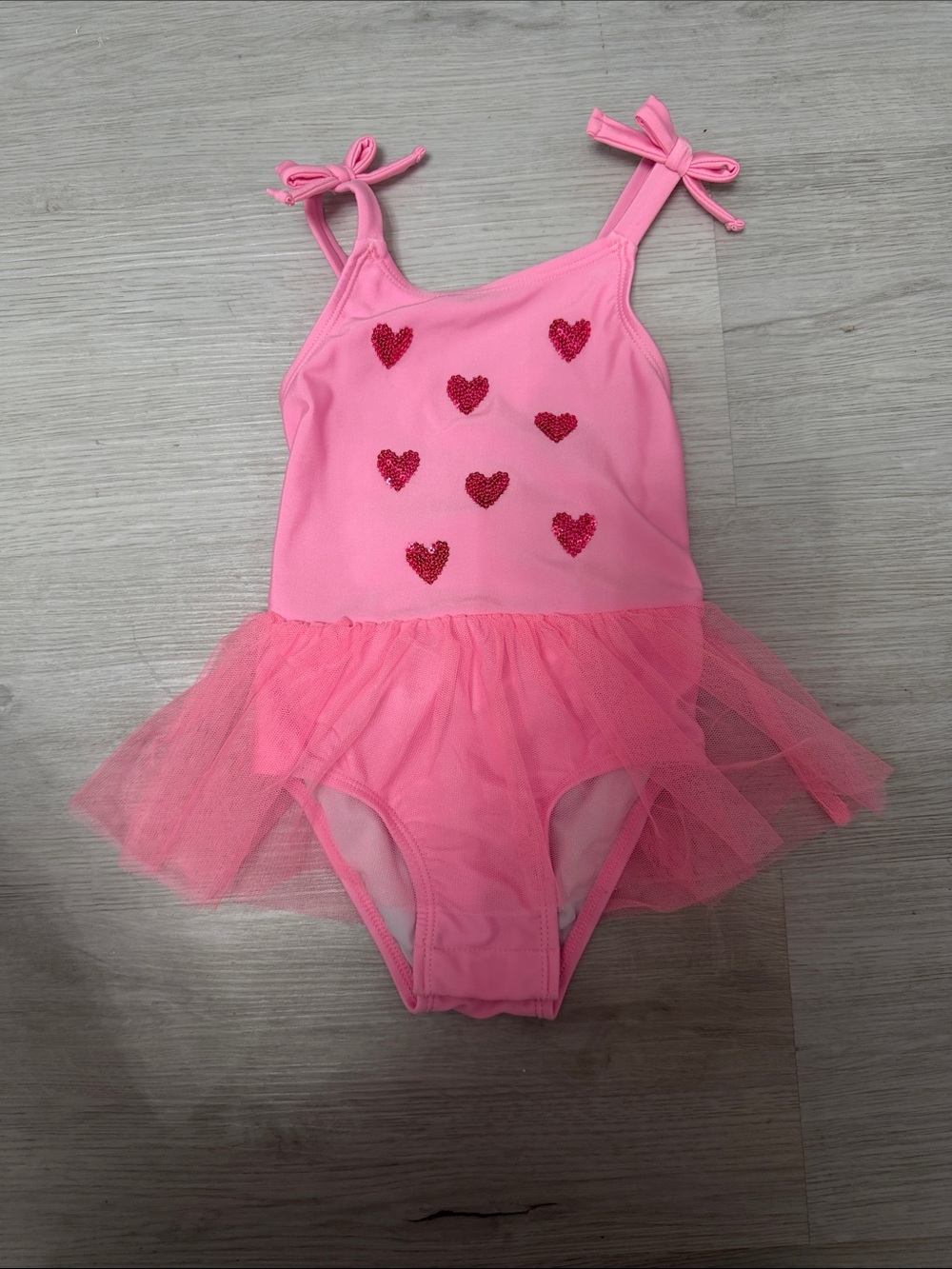 Cat & Jack Pink Girls' Heart Tulle One-Piece Swimsuit